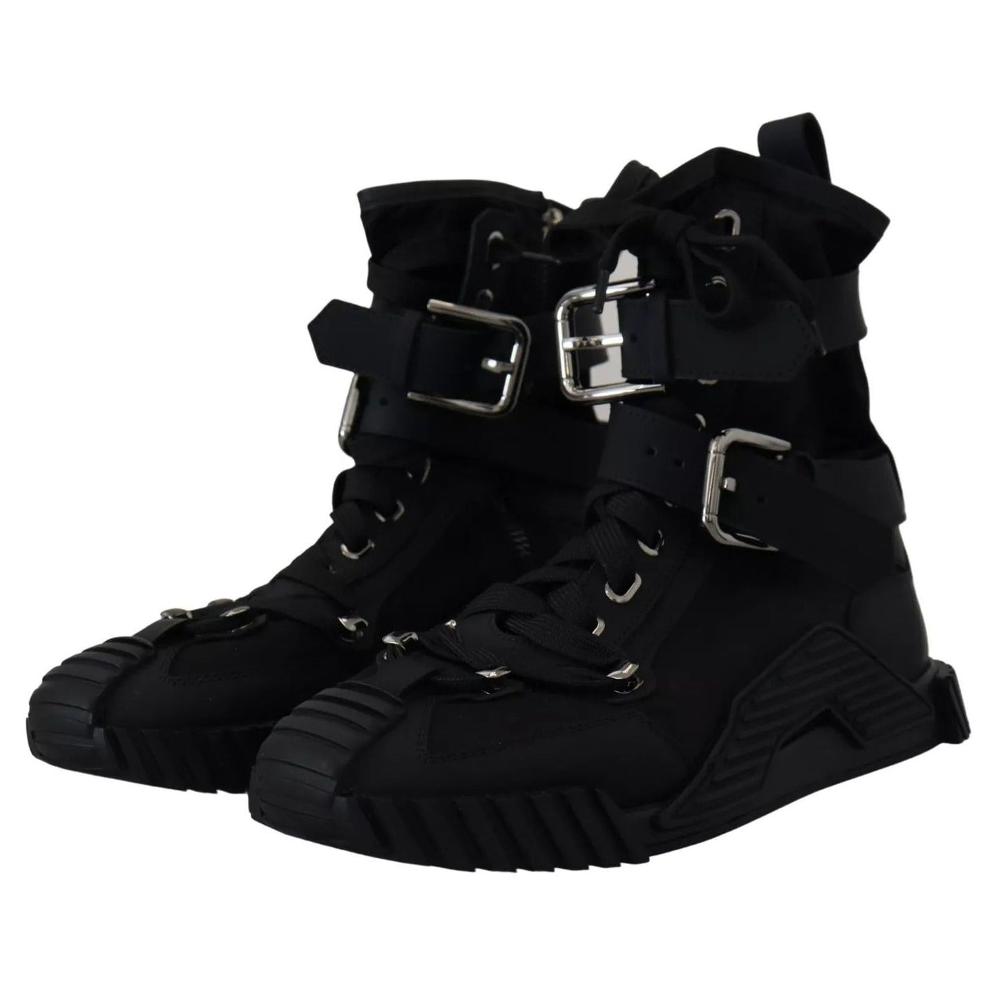 Dolce & Gabbana Black Nylon High Top Sorrento Sneakers Shoes LA10076-39