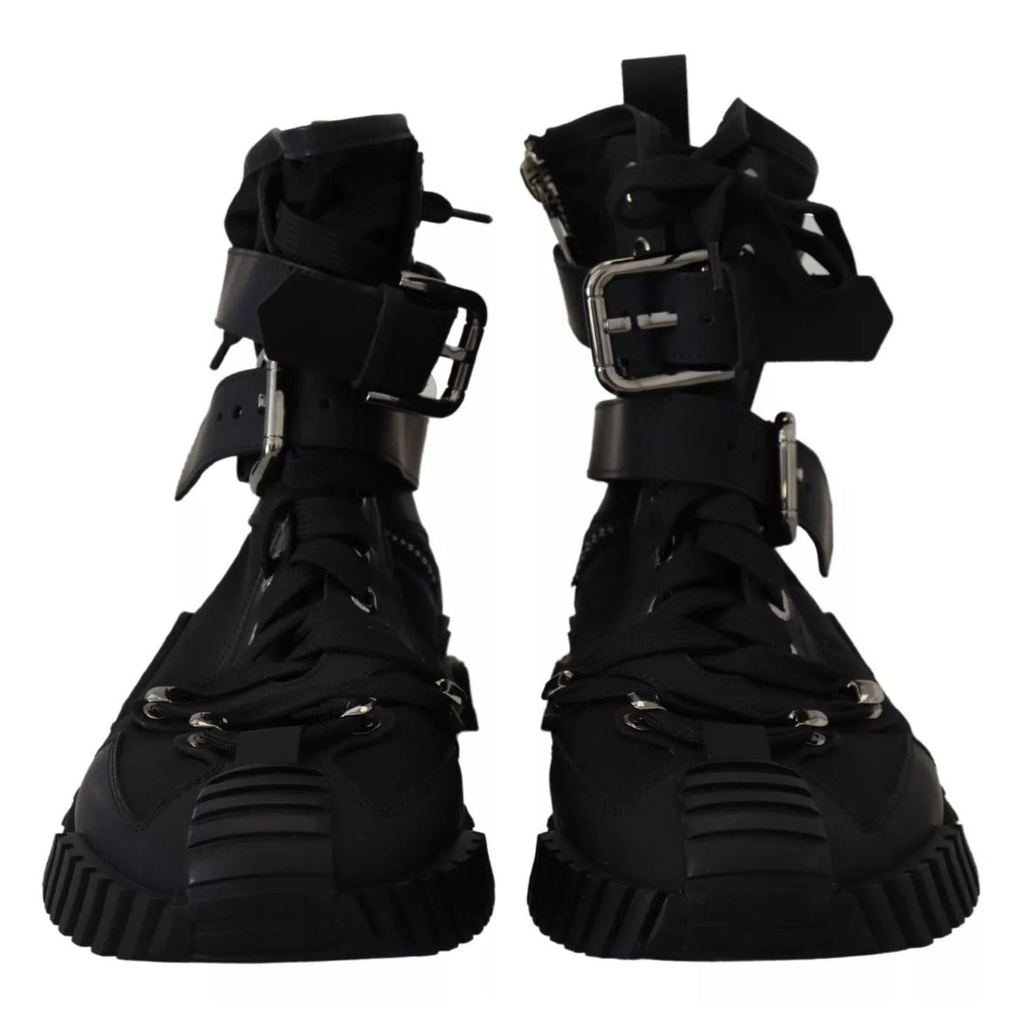 Dolce & Gabbana Black Nylon High Top Sorrento Sneakers Shoes LA10076-39