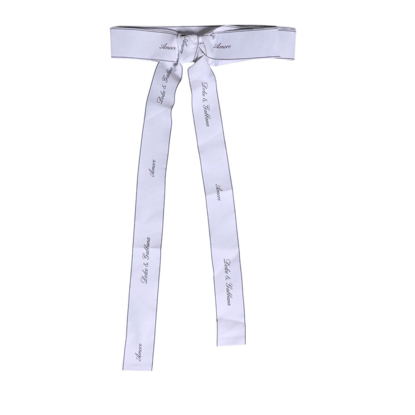 Dolce & Gabbana White Waist Ribbon Wide Bow Logo Belt WMB459-40