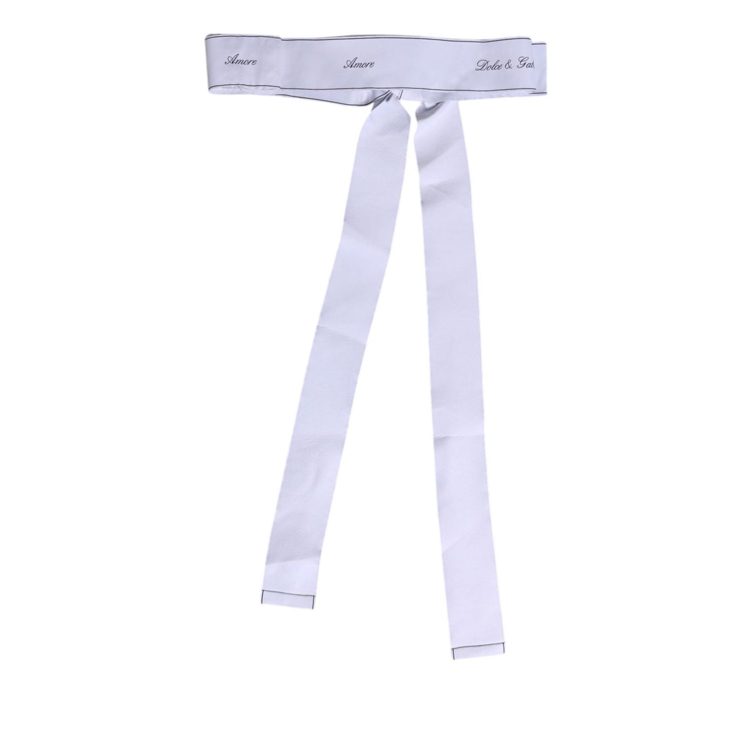 Dolce & Gabbana White Waist Ribbon Wide Bow Logo Belt WMB459-40