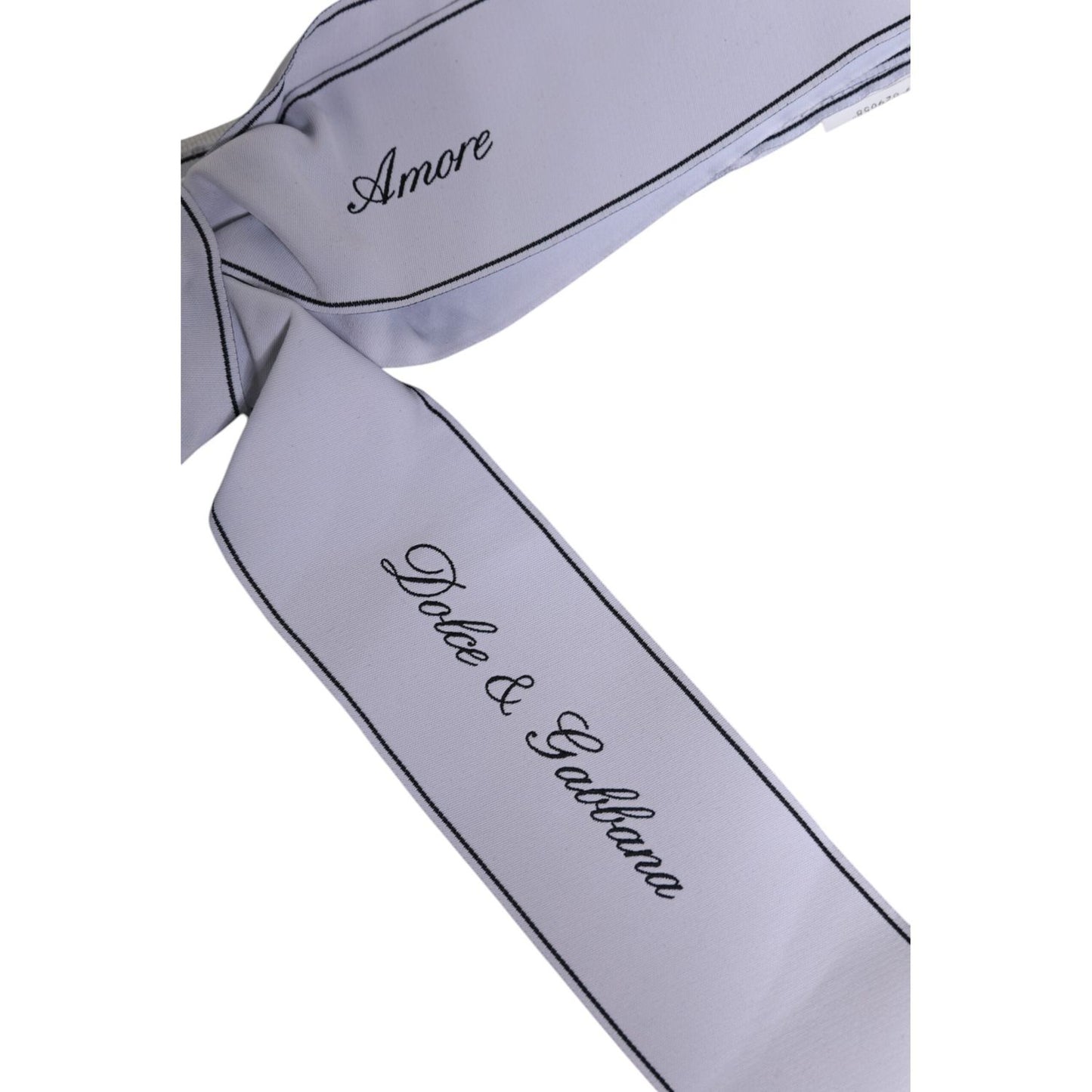 Dolce & Gabbana White Waist Ribbon Wide Bow Logo Belt WMB459-40