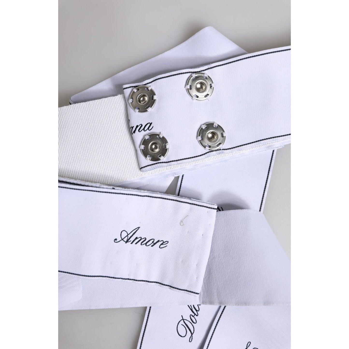 Dolce & Gabbana White Waist Ribbon Wide Bow Logo Belt WMB459-40