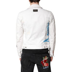 Dolce & Gabbana White Graffiti Cotton Stretch Denim Jacket JKT41311-48