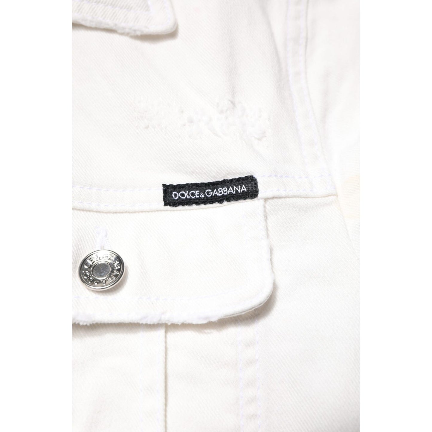 Dolce & Gabbana White Graffiti Cotton Stretch Denim Jacket JKT41311-48