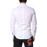 Dolce & Gabbana White Cotton Stretch GOLD Dress Formal Shirt TSH878610-38