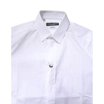 Dolce & Gabbana White Cotton Stretch GOLD Dress Formal Shirt TSH878610-38