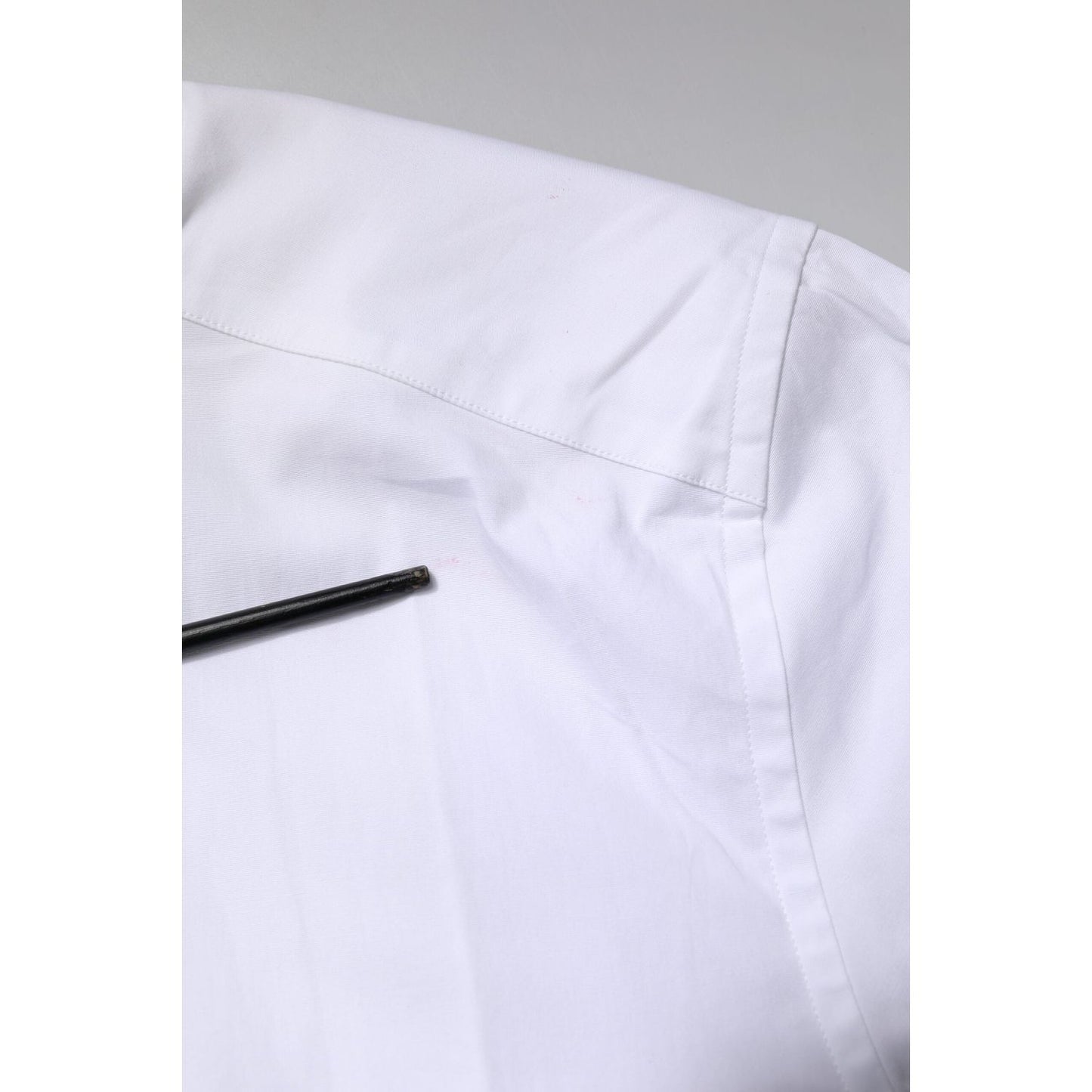 Dolce & Gabbana White Cotton Stretch GOLD Dress Formal Shirt TSH878610-38