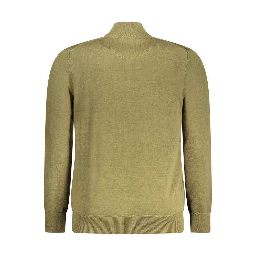 Back view of Timberland Green Cotton Men Sweater, showcasing its sustainable organic cotton material and stylish green hue.