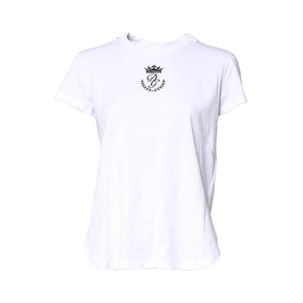 Dolce & Gabbana White Logo Crown Cotton Crew Neck T-shirt TSH878607-38