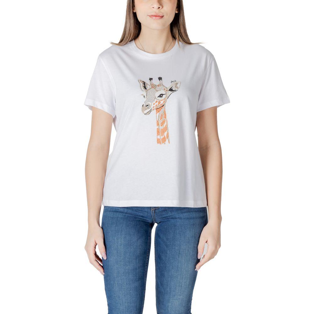 Liu Jo White Cotton Tops & T-Shirt Liu Jo Light Gray