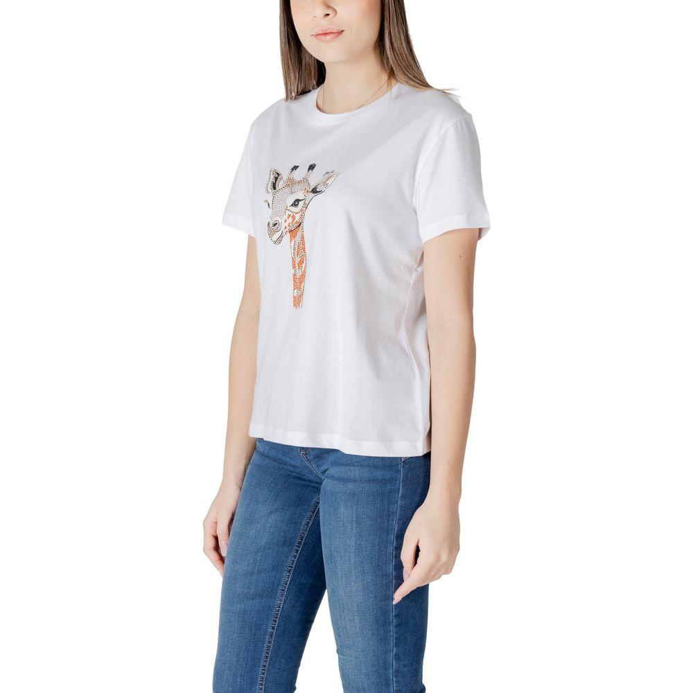 Liu Jo White Cotton Tops & T-Shirt Liu Jo Dark Slate Blue