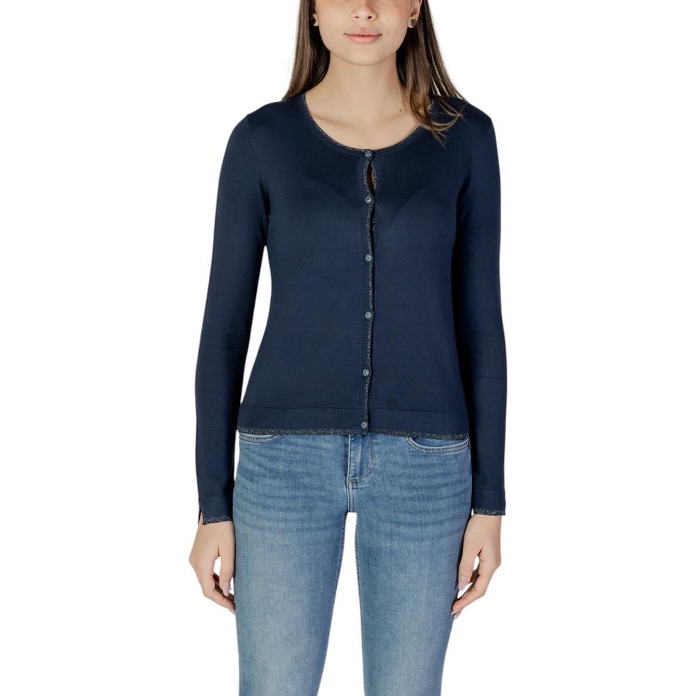 Liu Jo Blue Viscose Cardigan Liu Jo Dark Slate Gray