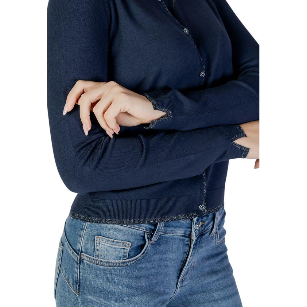 Liu Jo Blue Viscose Cardigan Liu Jo Dark Slate Gray