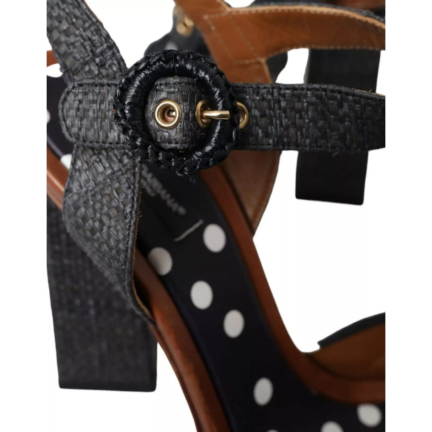 Dolce & Gabbana Black Polka Dot Leather Heels Sandals Shoes LA10813-39