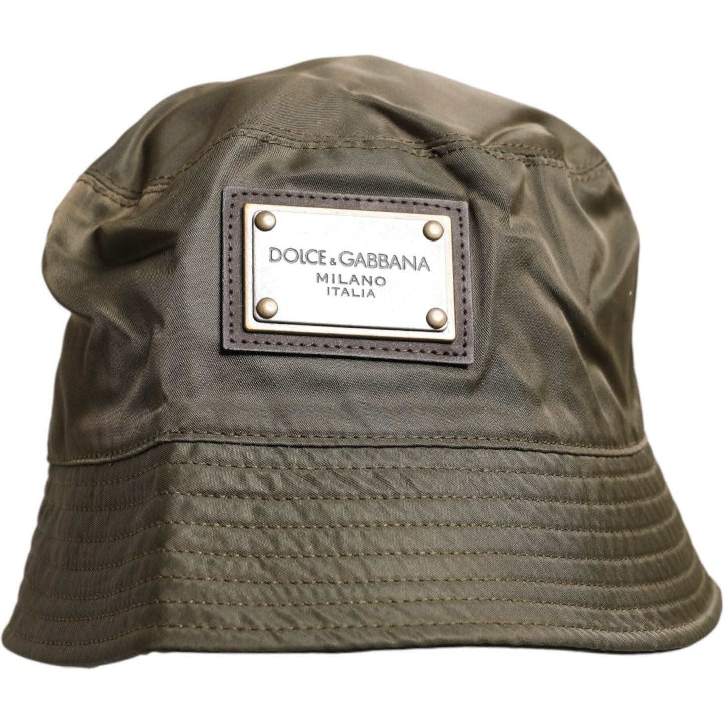Dolce & Gabbana Brown DG Plaque Wide Brim Bucket Hat Dolce & Gabbana Dim Gray