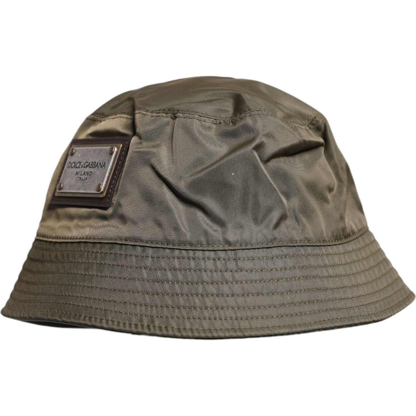 Dolce & Gabbana Brown DG Plaque Wide Brim Bucket Hat Dolce & Gabbana Dim Gray