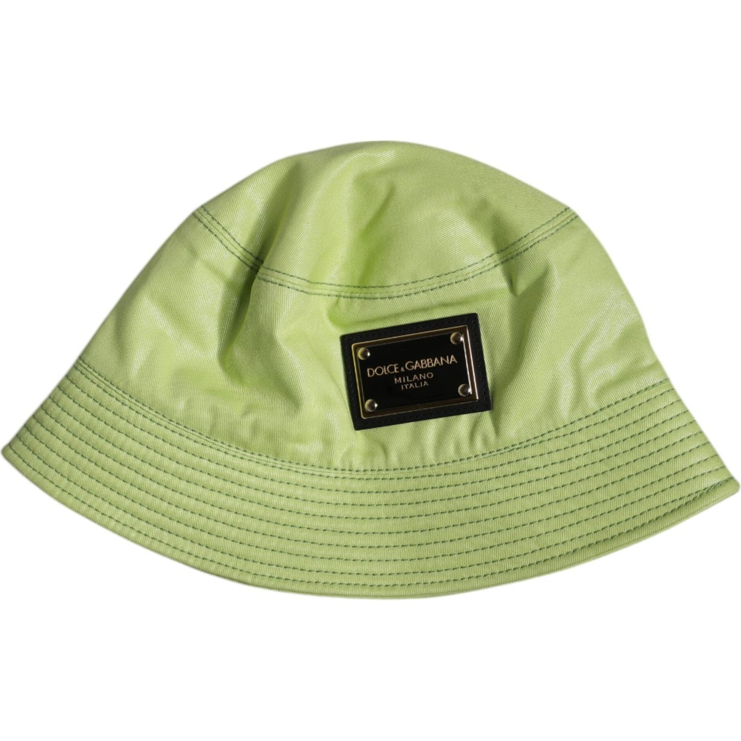 Dolce & Gabbana Green DG Plaque Wide Brim Bucket Hat Dolce & Gabbana Dark Khaki