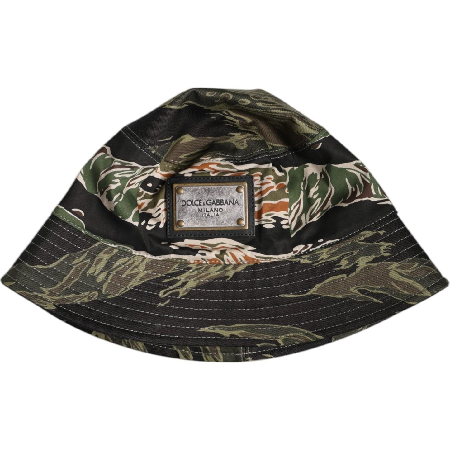 Dolce & Gabbana Multicolor DG Plaque Wide Brim Bucket Hat Dolce & Gabbana Dark Slate Gray