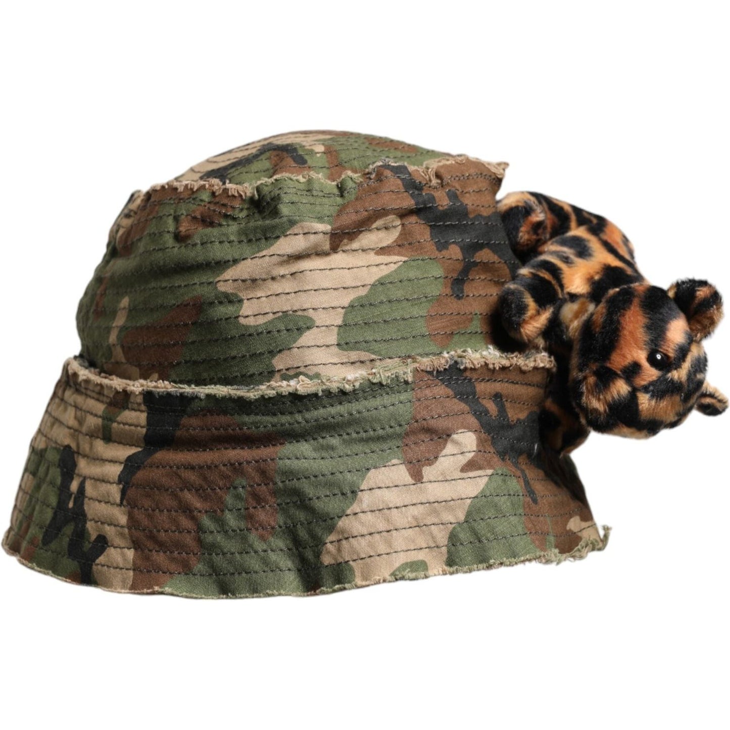 Dolce & Gabbana Multicolor Leopard Embellish Wide Brim Bucket Hat Dolce & Gabbana Dark Slate Gray