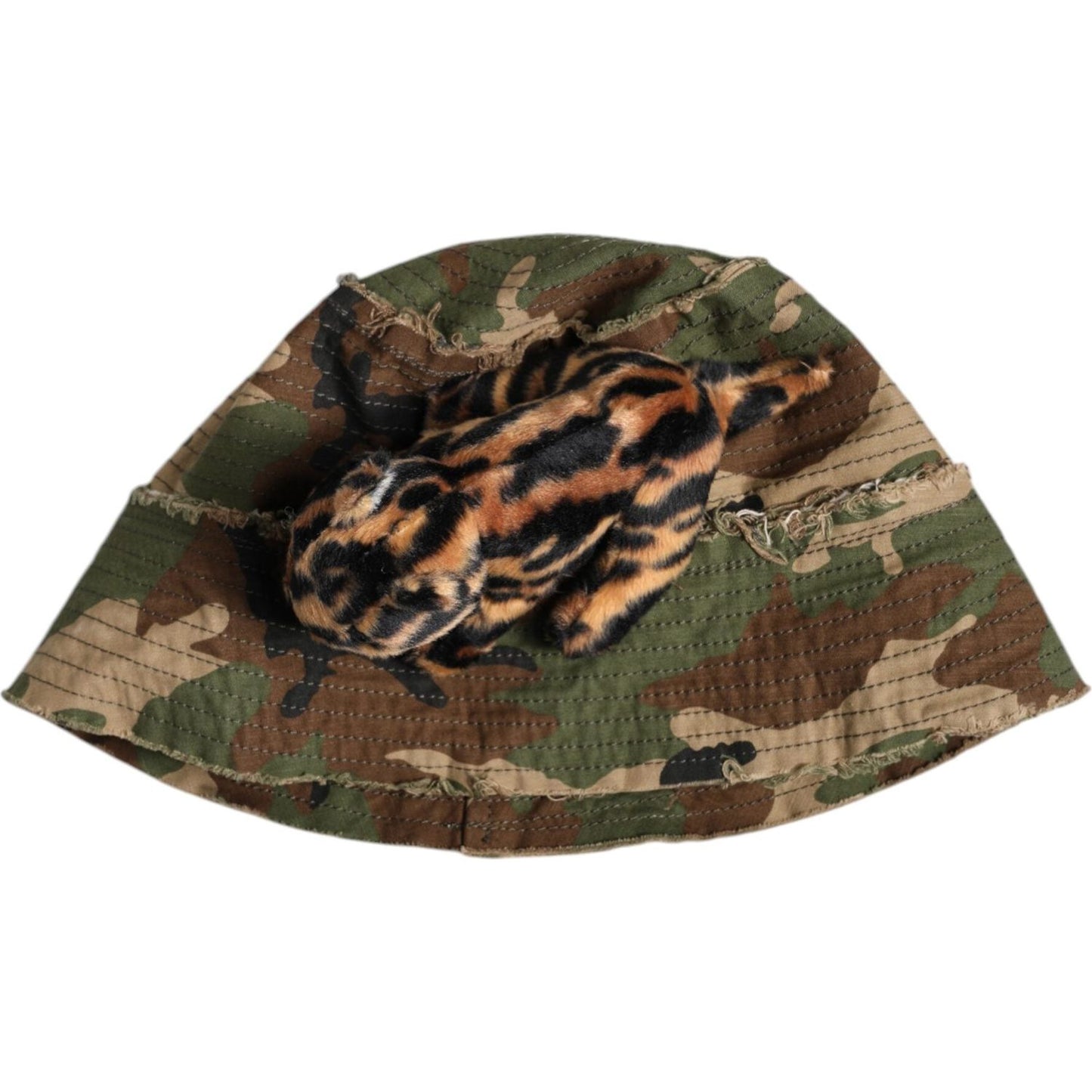 Dolce & Gabbana Multicolor Leopard Embellish Wide Brim Bucket Hat Dolce & Gabbana Dark Slate Gray