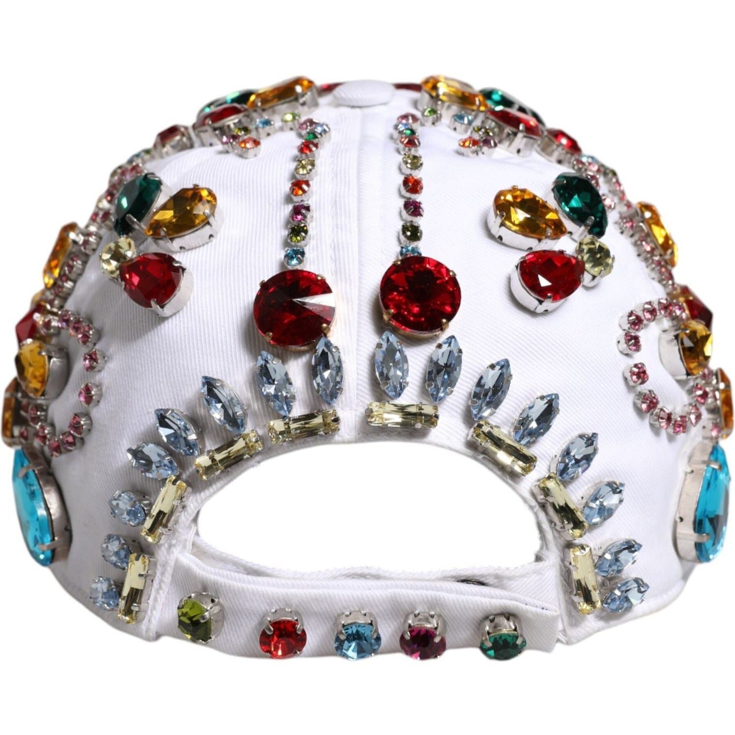 Dolce & Gabbana White Multicolor Crystal Embellish Baseball Cap Dolce & Gabbana Light Gray