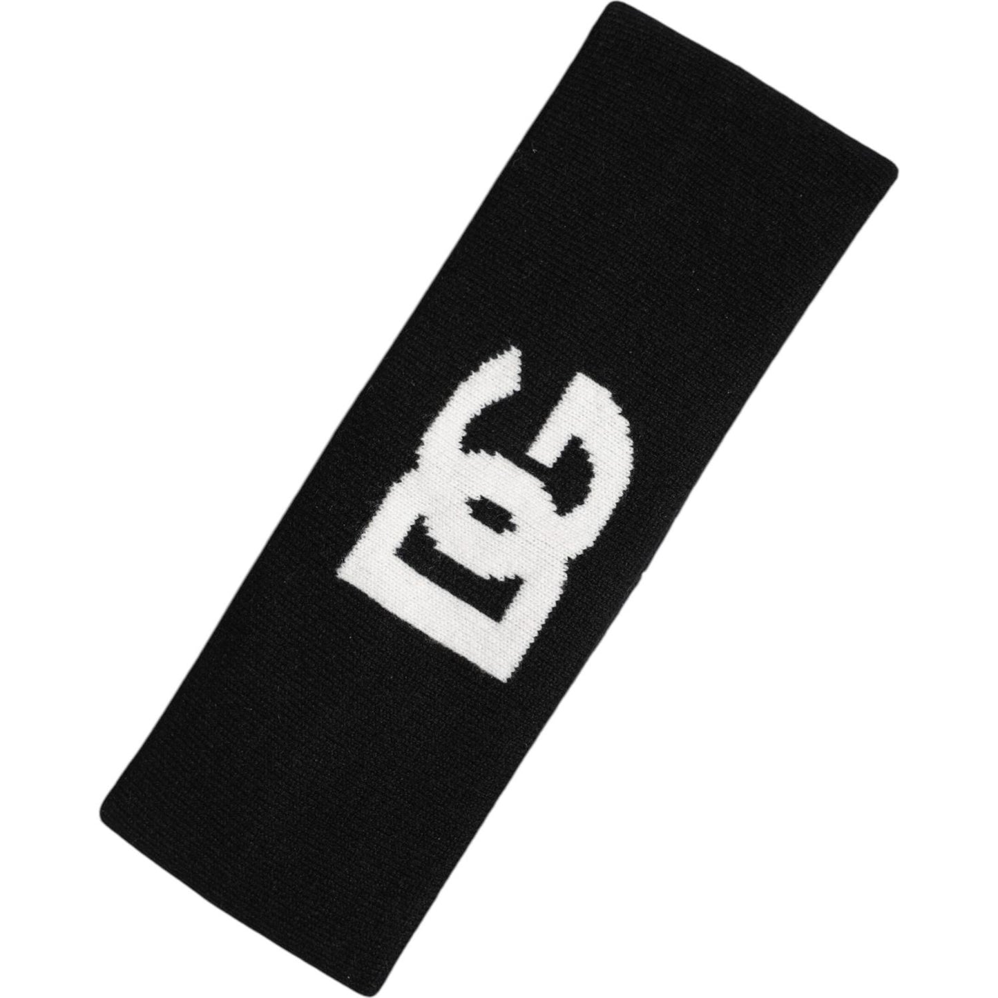 Dolce & Gabbana Black White DG Cashmere Knitted Headband Hat Dolce & Gabbana Black