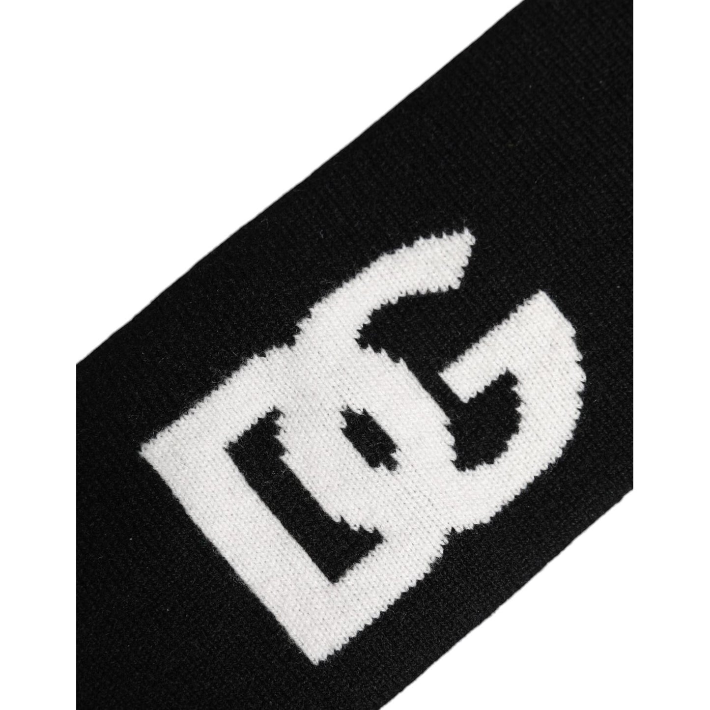 Dolce & Gabbana Black White DG Cashmere Knitted Headband Hat Dolce & Gabbana Black