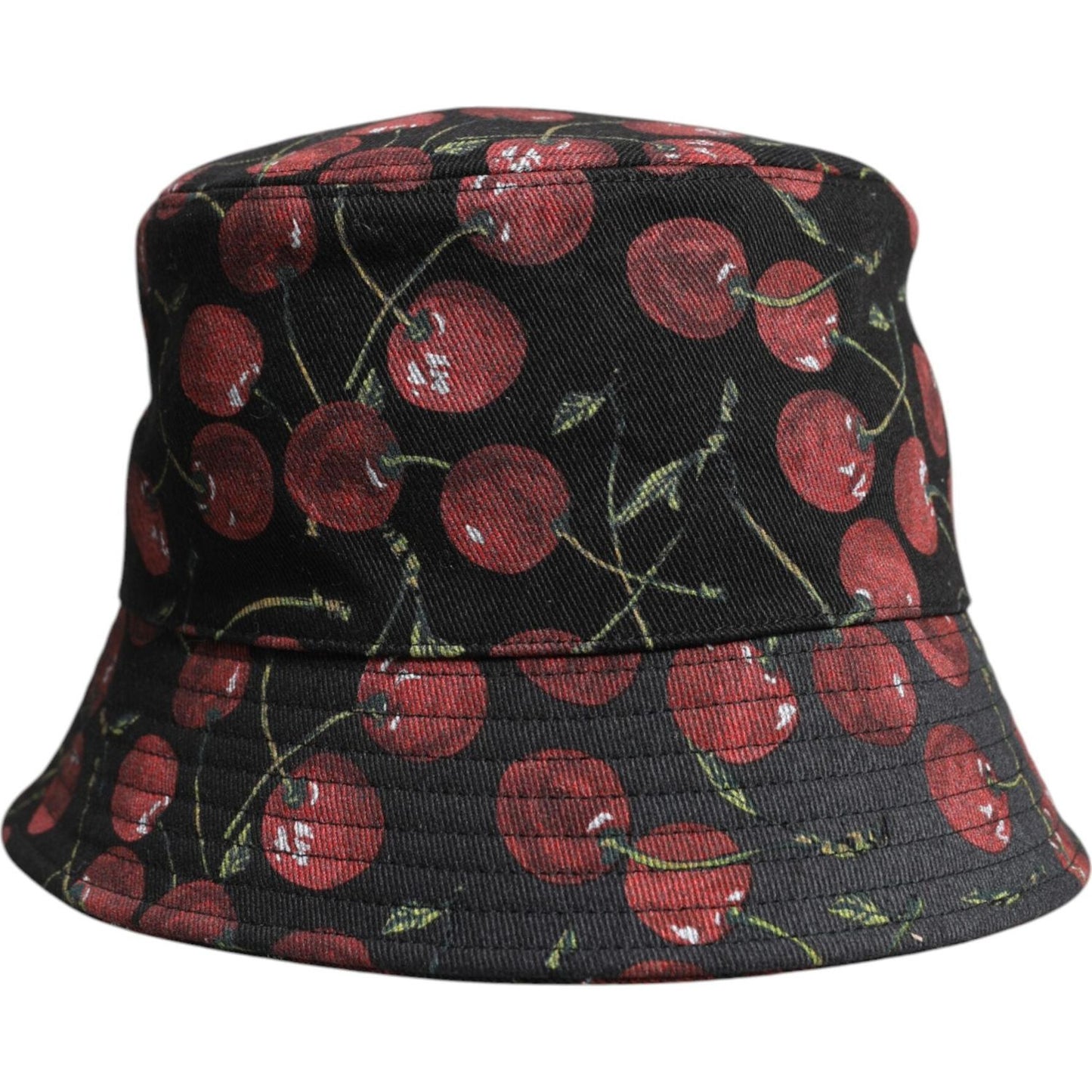 Dolce & Gabbana Black Cotton Printed Wide Brim Bucket Hat Dolce & Gabbana Dark Slate Gray