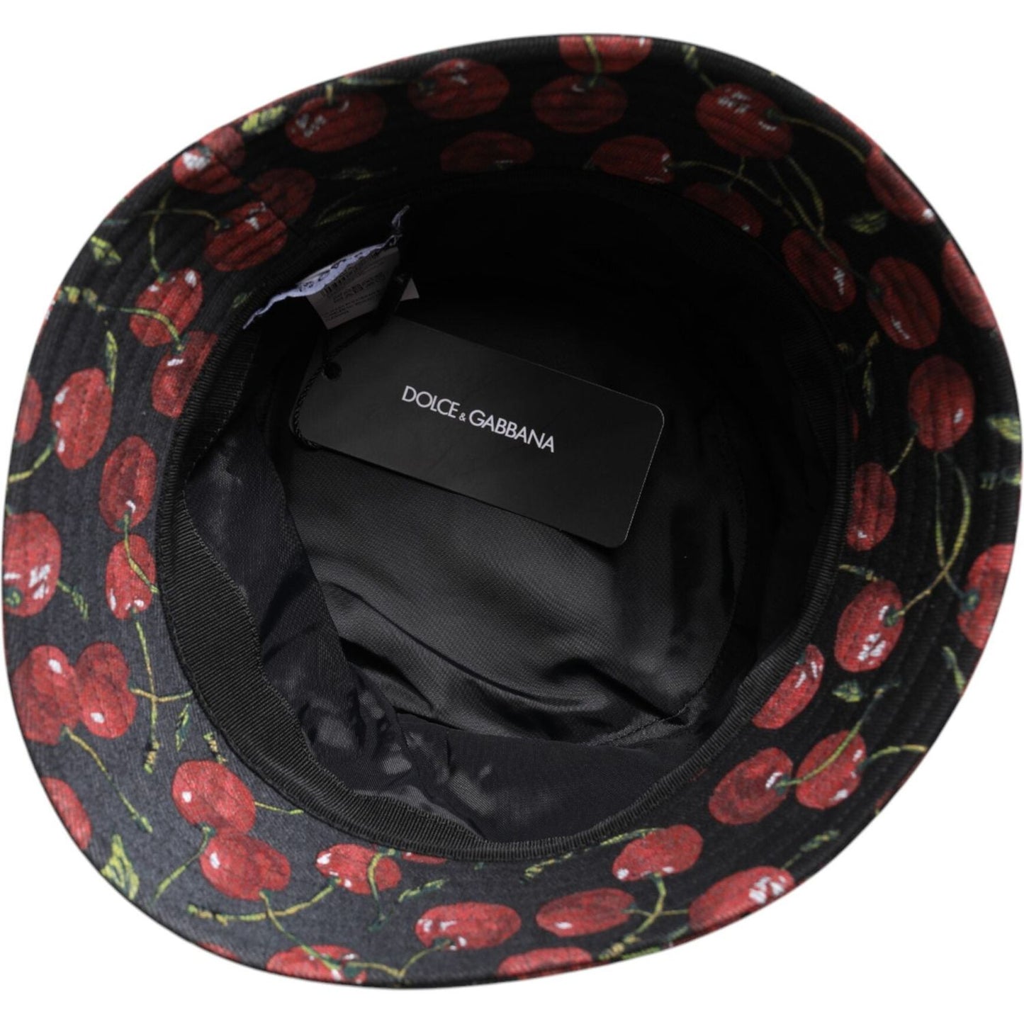 Dolce & Gabbana Black Cotton Printed Wide Brim Bucket Hat Dolce & Gabbana Black