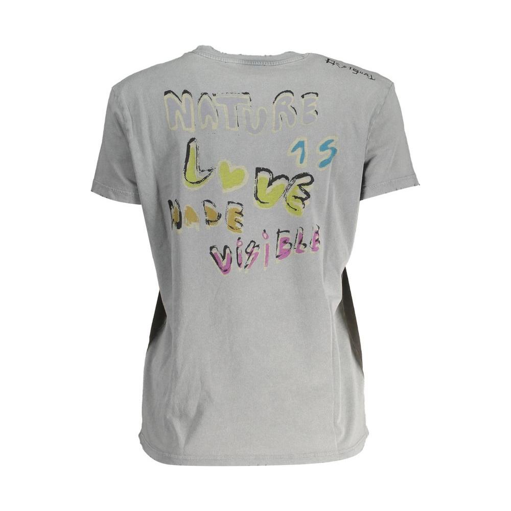Desigual Gray Cotton Women Top Desigual Dark Gray