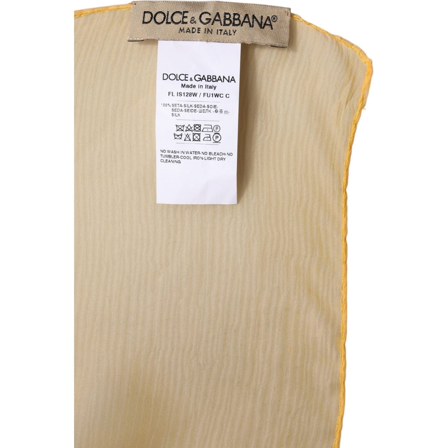 Dolce & Gabbana Yellow Silk Rectangle Wrap Shawl Scarf Dolce & Gabbana Tan
