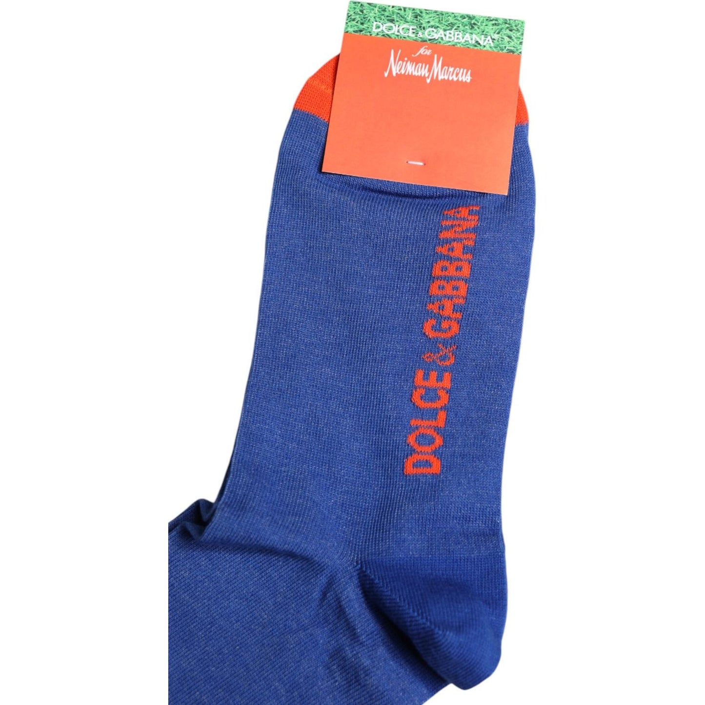 Dolce & Gabbana Blue Cotton DG Logo Print Mid Calf Socks Dolce & Gabbana Dark Slate Blue