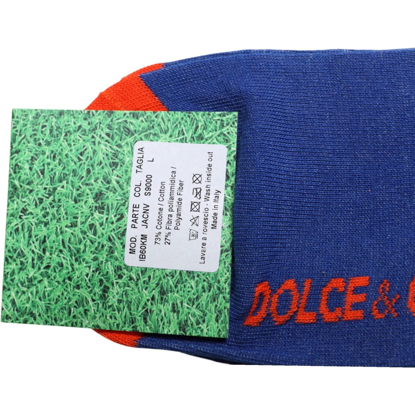 Dolce & Gabbana Blue Cotton DG Logo Print Mid Calf Socks Dolce & Gabbana Dark Slate Gray