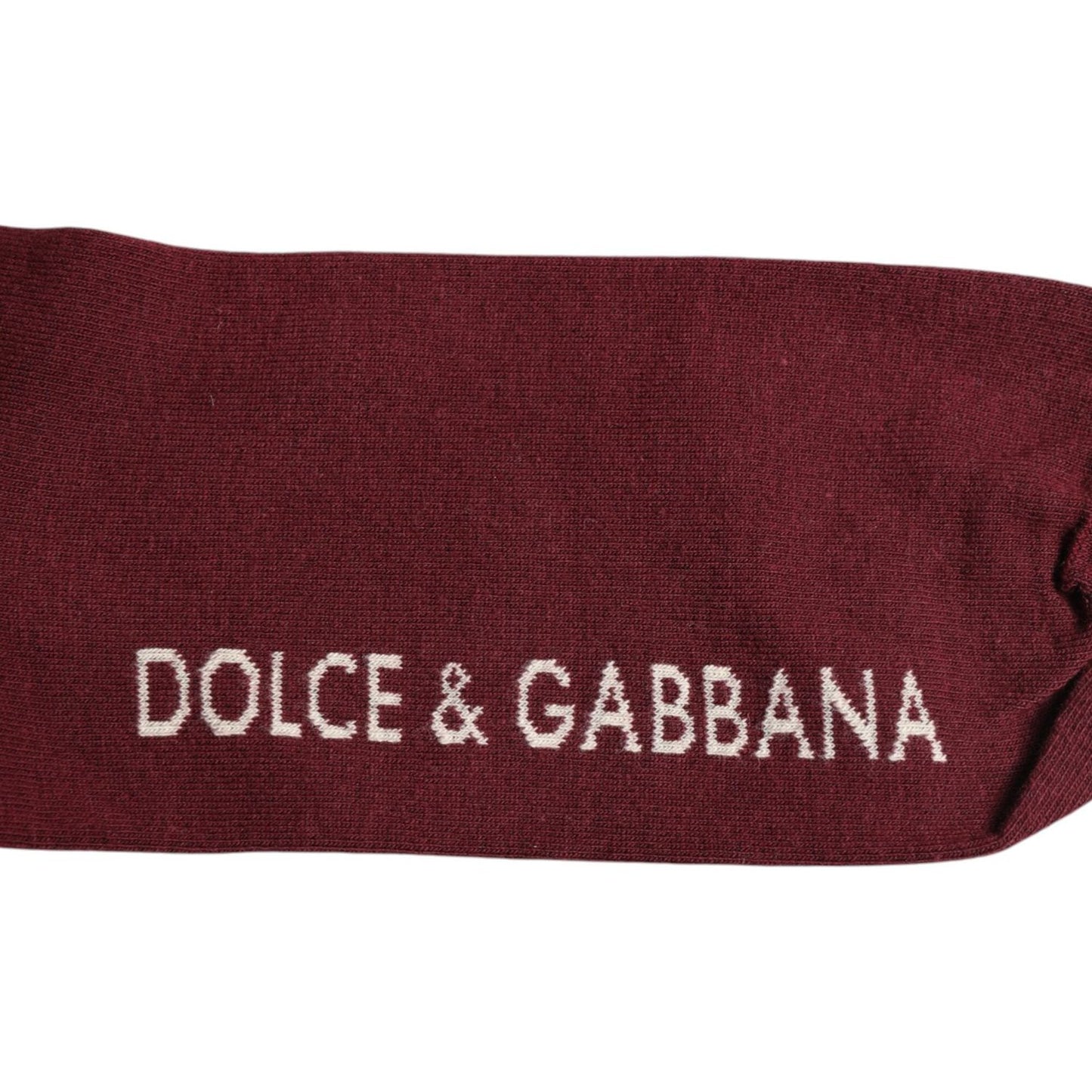 Dolce & Gabbana Burgundy Stretch Logo Print Mid Calf Socks Dolce & Gabbana Saddle Brown