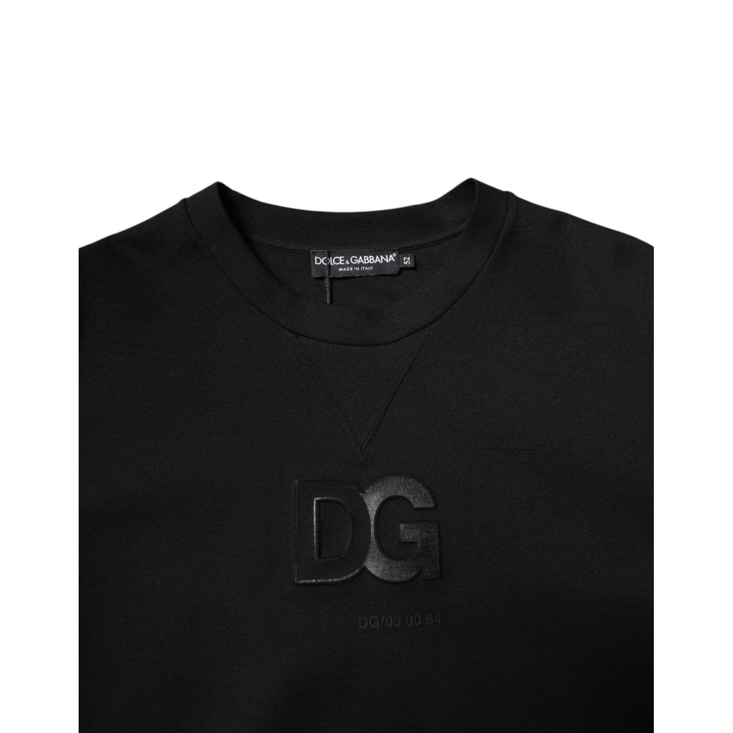 Dolce & Gabbana Black Cotton DG Crew Neck Pullover Sweater TSH90182-52
