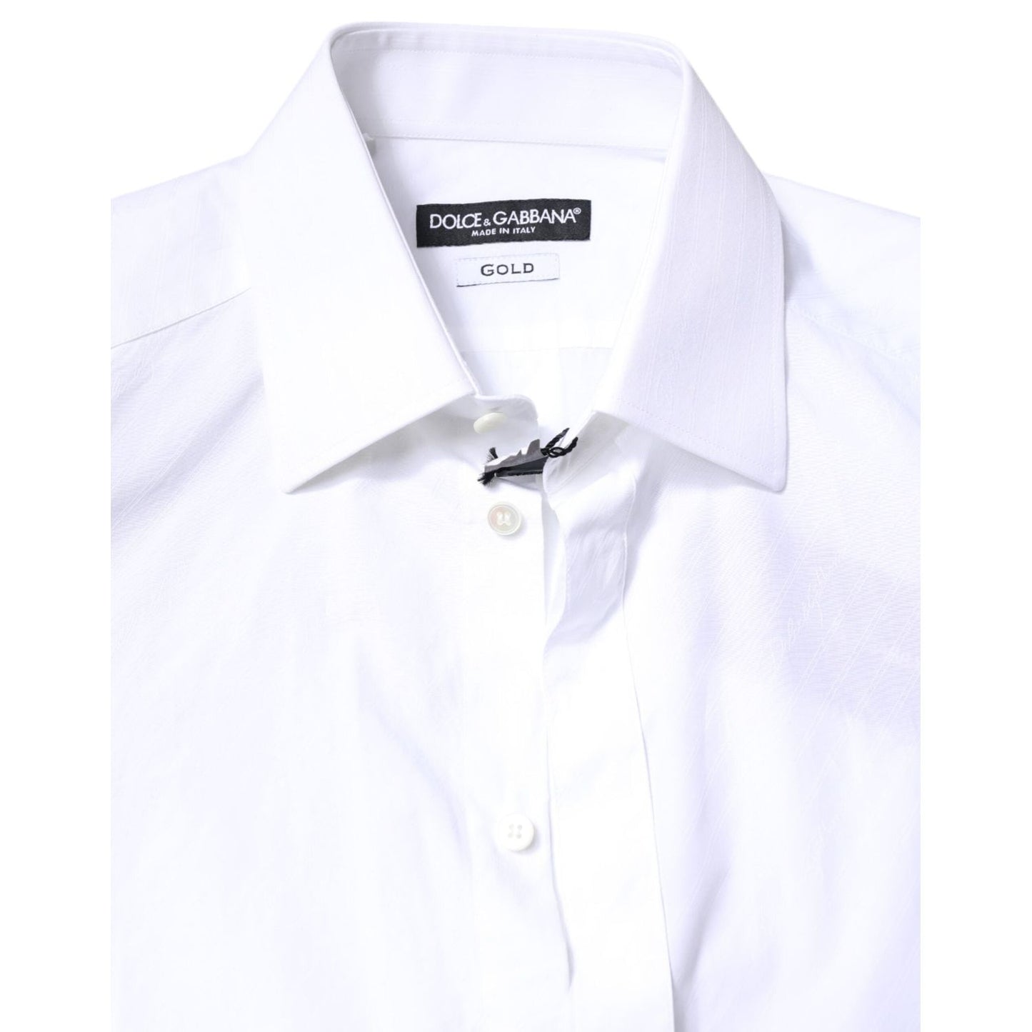 Dolce & Gabbana White Cotton GOLD Dress Formal Collared Shirt TSH86344-38