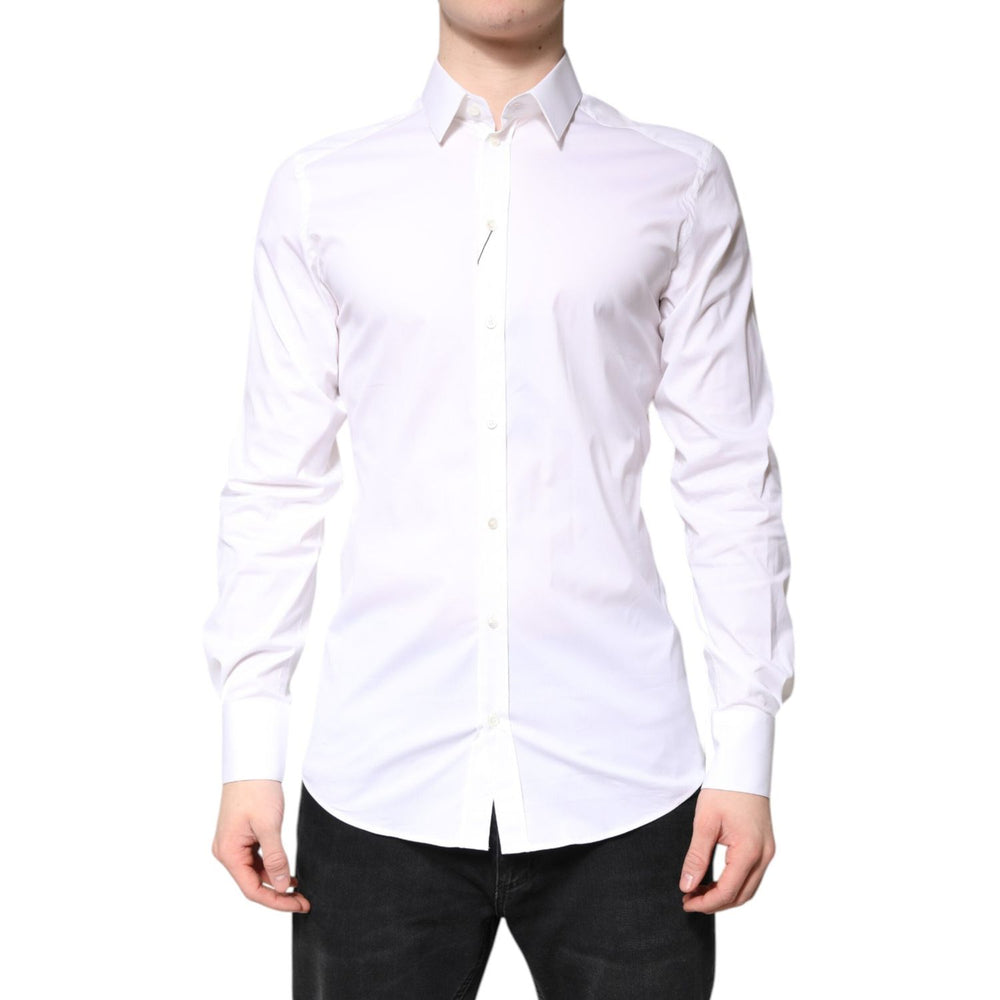 Dolce & Gabbana White Cotton GOLD Dress Formal Collared Shirt TSH86356-39