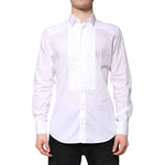 Dolce & Gabbana White GOLD Cotton Poplin Bib Men Dress Shirt TSH86358-41