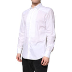Dolce & Gabbana White GOLD Cotton Poplin Bib Men Dress Shirt TSH86358-41