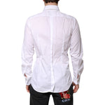 Dolce & Gabbana White GOLD Cotton Poplin Bib Men Dress Shirt TSH86358-41