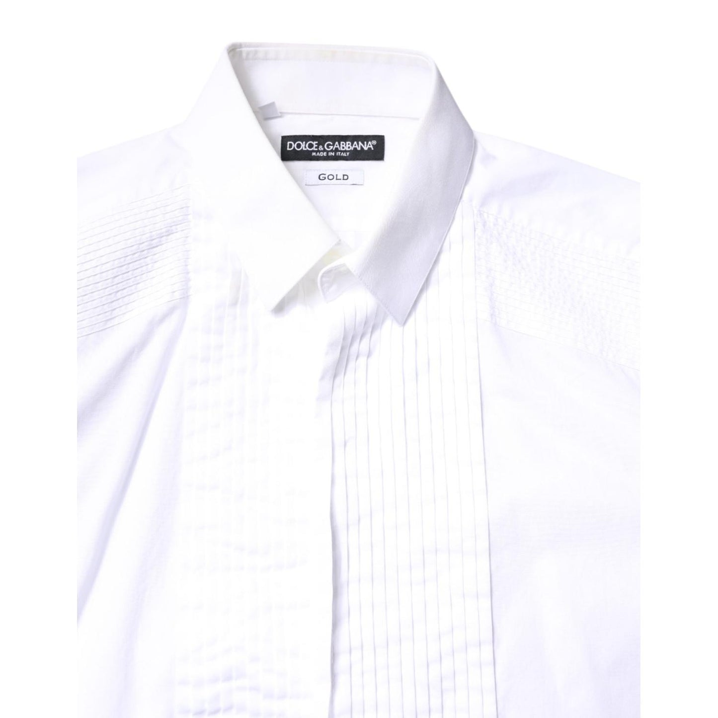Dolce & Gabbana White GOLD Cotton Poplin Bib Men Dress Shirt TSH86358-41
