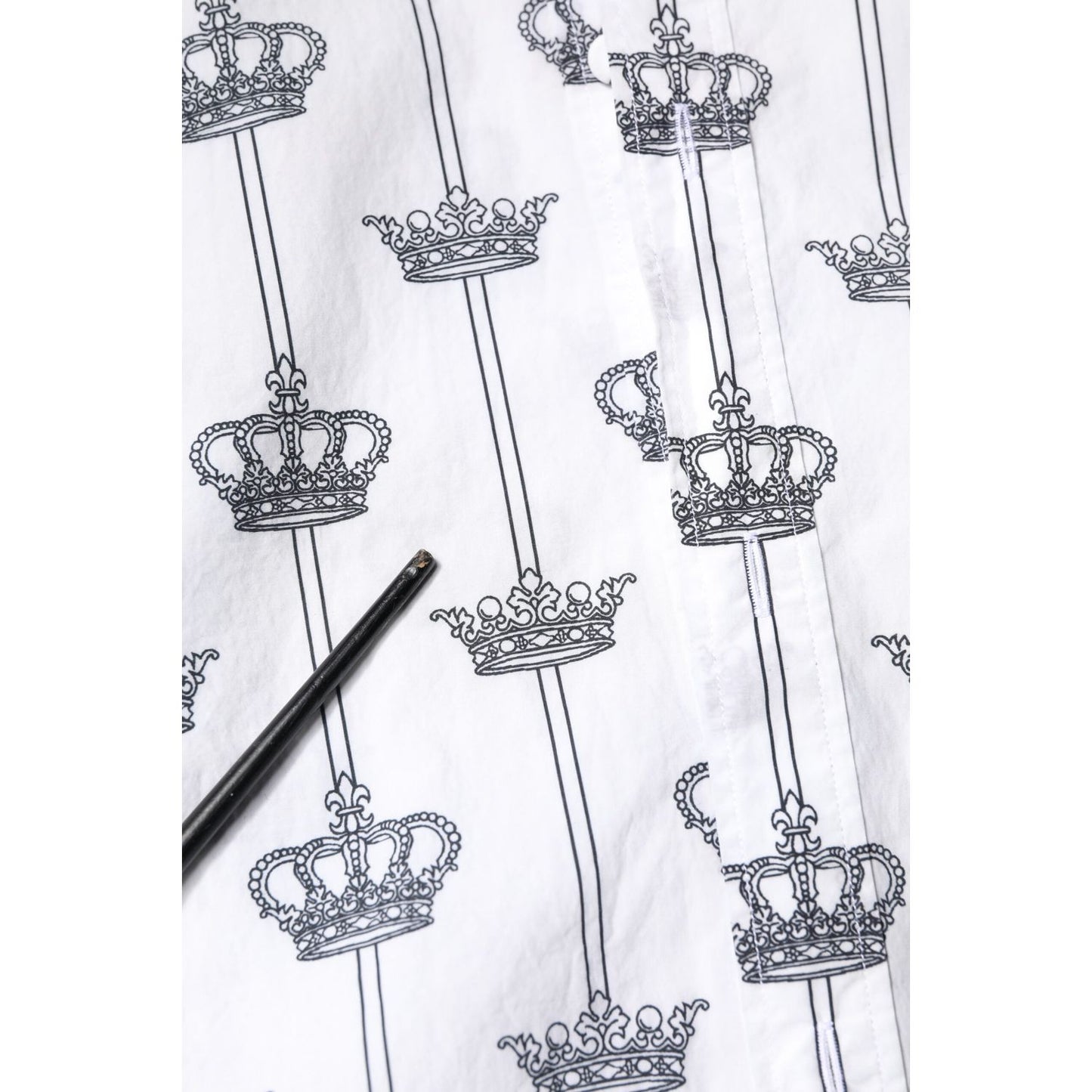 Dolce & Gabbana White Crown Cotton GOLD Formal Dress Shirt TSH86378-40