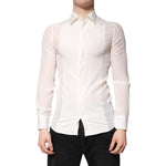 Dolce & Gabbana White Silk GOLD Dress Formal Collared Shirt TSH878640-38