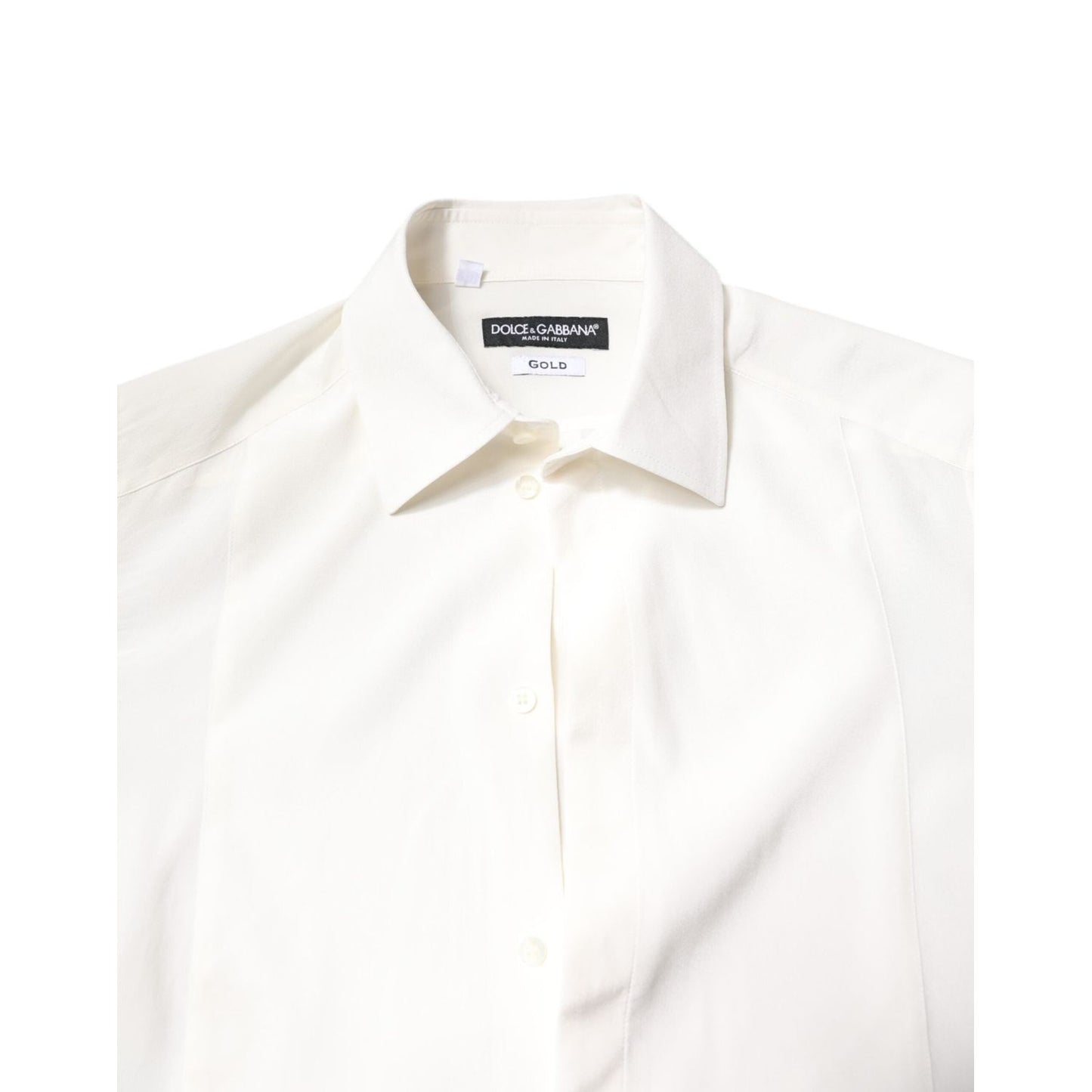 Dolce & Gabbana White Silk GOLD Dress Formal Collared Shirt TSH878640-38