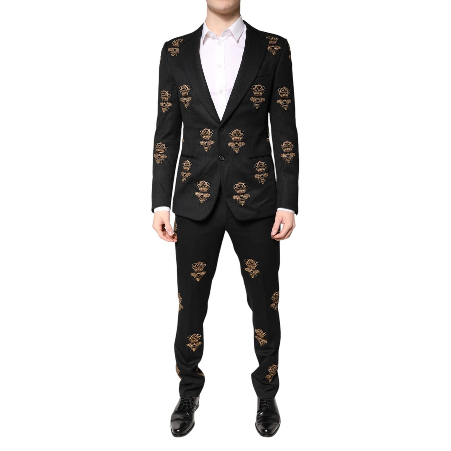 Dolce & Gabbana Black Bee Crown Embroidery 2 Piece Suit KOS2307-48