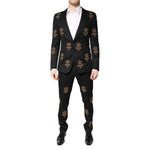 Dolce & Gabbana Black Bee Crown Embroidery 2 Piece Suit KOS2307-48