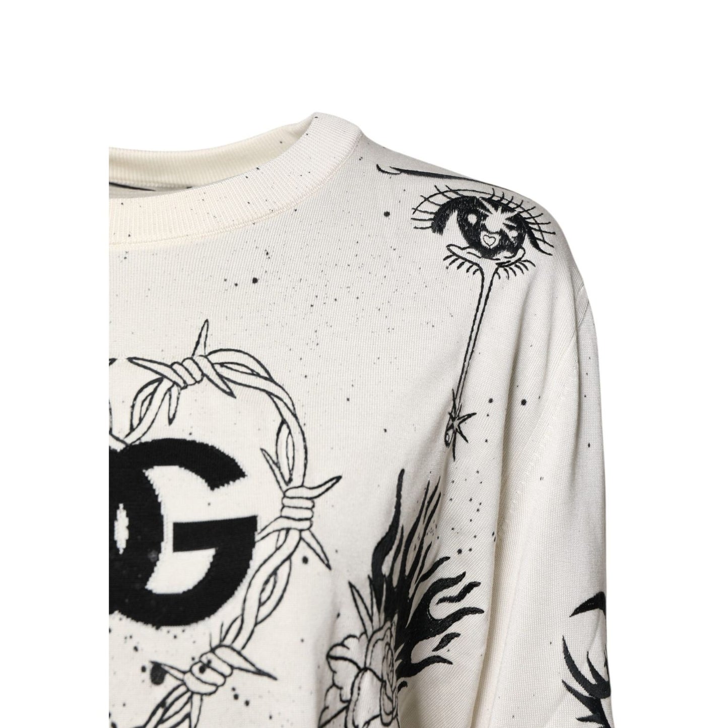 Dolce & Gabbana White Logo Angel Print Women Pullover Sweater THS90376-40