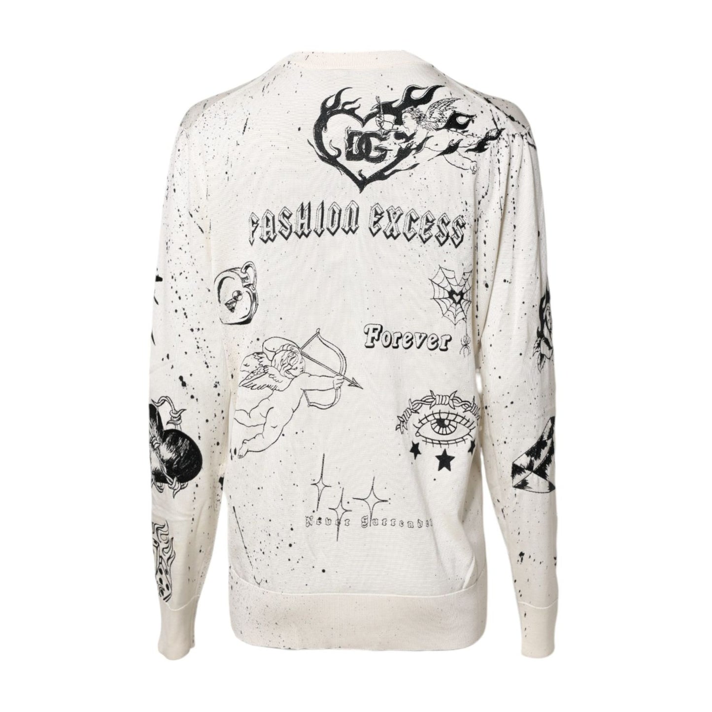 Dolce & Gabbana White Logo Angel Print Women Pullover Sweater THS90376-40