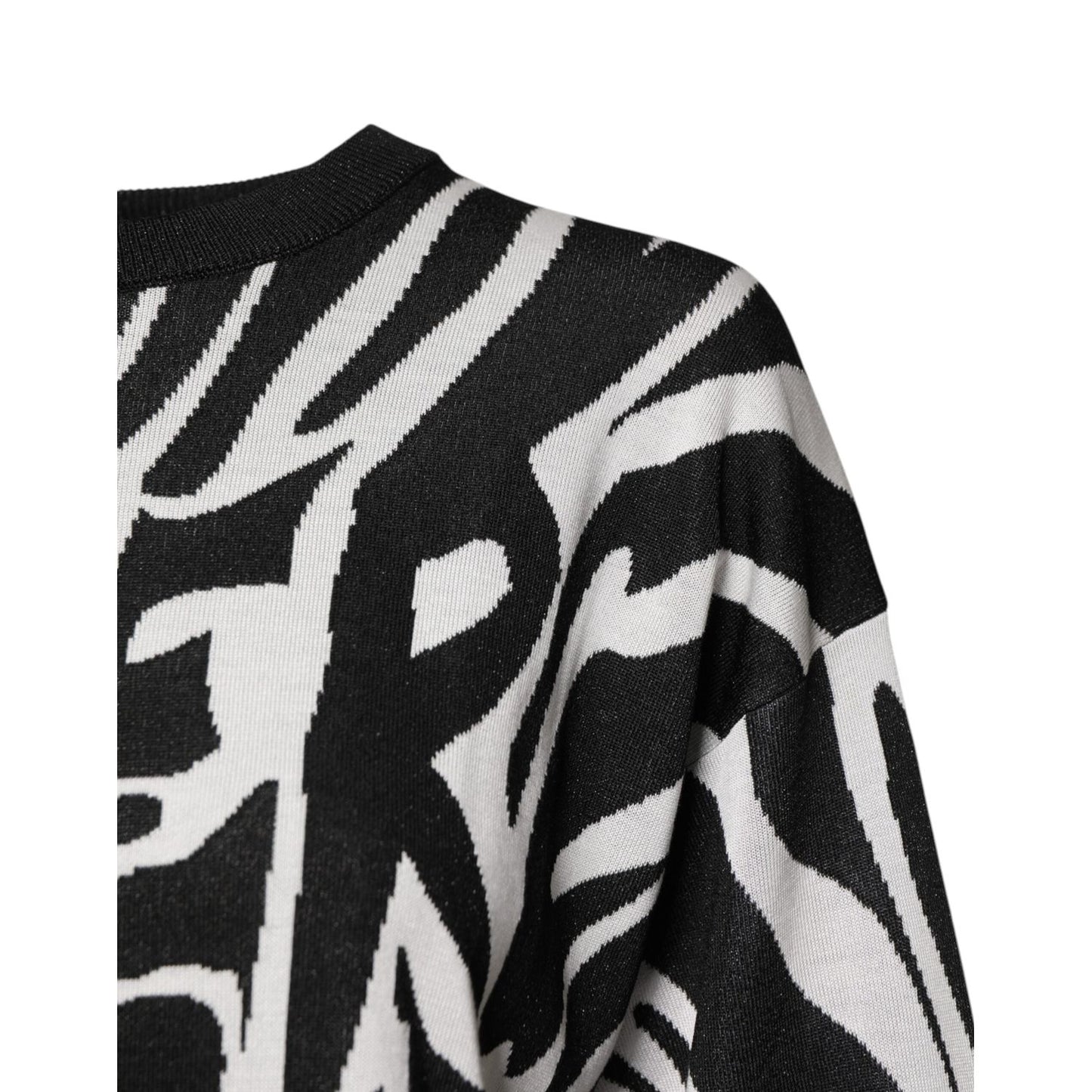 Dolce & Gabbana Black White Print Women Pullover Sweater THS90379-40