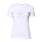 Dolce & Gabbana White Cotton Floral Logo Crew Neck T-shirt THS90384-36